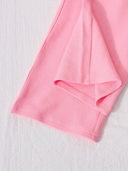 «Նորաձև աշնանային, էլեգանտ, ժապավենաձև զարդարված երկար թևքով վերնաշապիկ և ուղիղ լայն տաբատ՝ երկկտոր հավաքածու, զբոսանքի համար»