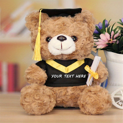 {Personalization} Graduation Bear Doll, Master's and Doctor's Bear Plush Toy, Bachelor's Suit Doll with Printed Logo, Graduation Season Gift, Gift for Classmates, Friends and School