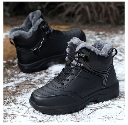 Men'S High-Top Snow Boots for Winter, Featuring Thickened Fleece for Warmth, Designed for Outdoor Activities with Slip-Resistant And Wear-Resistant Properties.