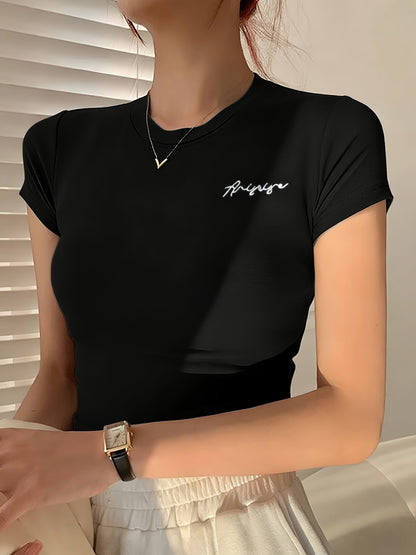 Women's Summer Slim-Fit Round Neck Short Sleeve T-Shirt - ayq