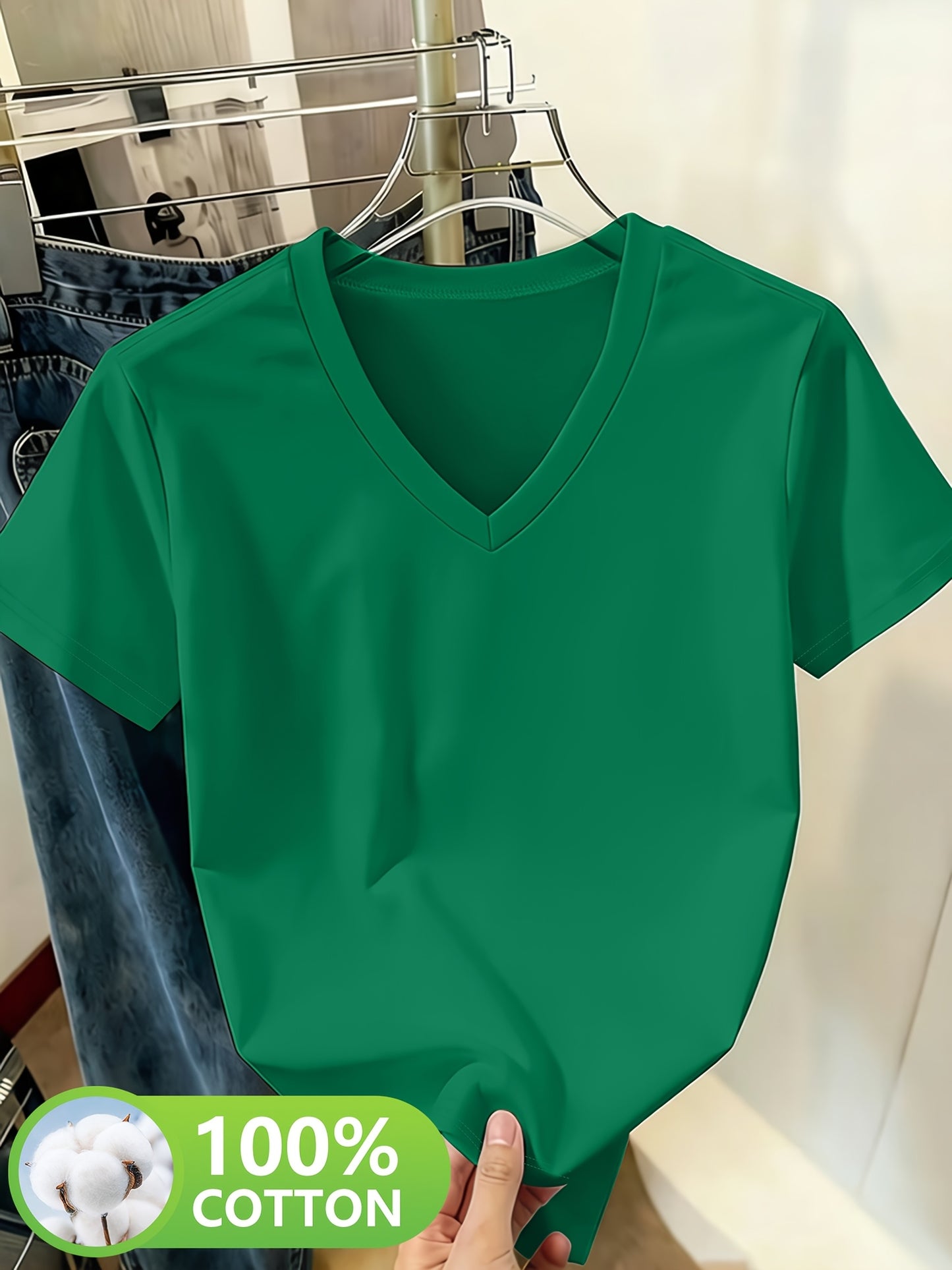 Women’s Cotton V-Neck Short Sleeve Casual T-Shirt