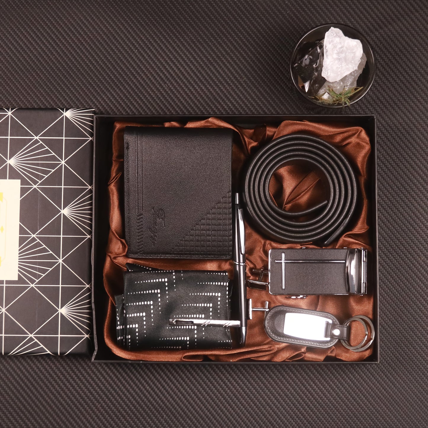 8pcs Men's Luxury Accessory Gift Set with Automatic-Docking Collar Tie System, Dress Belt, Cufflinks, Keychain, Pen & Wallet - Complete Corporate Attire Bundle for Weddings, Business Meetings, Prom - Ideal Birthday/Christmas/