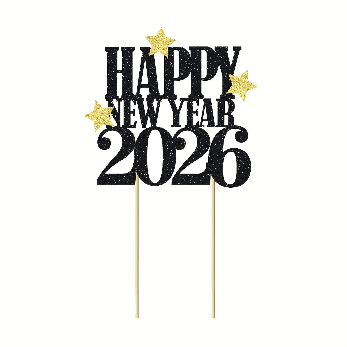 1pc Hello 2026 Numbered Cake Topper - Large White & Golden 2026 Centerpiece for New Year's Eve, & Shower Party Decorations - Number Decor with Black Outline - Easy-to-Use Single-Year Countdown Sign for Christmas,Newyear,Valen
