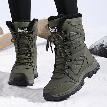 Ladies' winter leisure outdoor warm hiking boots, adorned with geometric texture patterns, suitable for winter tourism and outdoor activities in cold weather