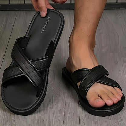 Men's All-Season Slip-On Sandals with Durable Cross Straps