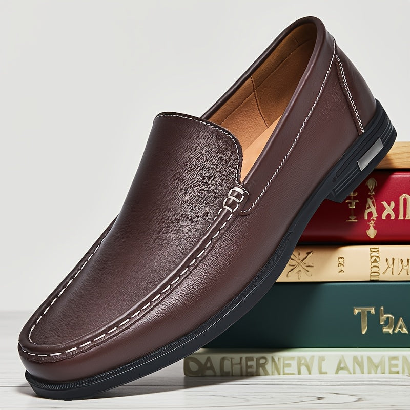 Men's Casual Slip-On Loafers, All-Season Leather Shoes