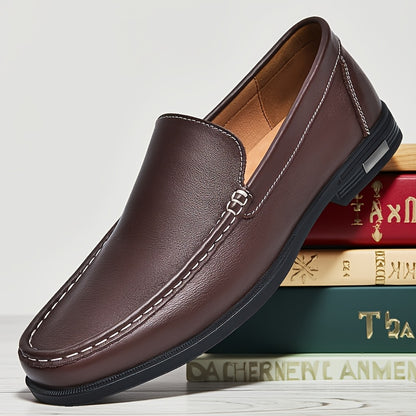Men's Casual Slip-On Loafers, All-Season Leather Shoes