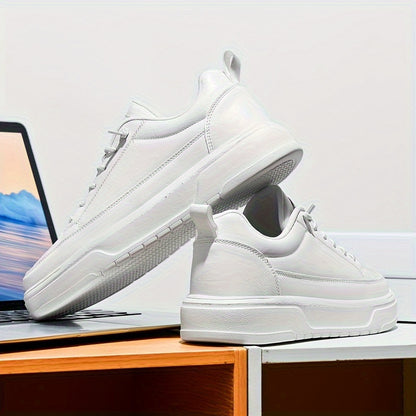 Men's Shoes, Business Casual Low-Top Sneakers for Men - Solid Color Versatile Casual Thick-Soled Lace-Up Shoes, Daily Fashion Simple Trendy Men's Shoes