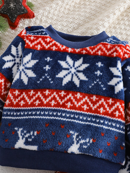 2pcs Girls' Cute Deer Print Fashionable Thick Flannel Set for Autumn/Winter, Soft and Comfortable Warm Outfit, Versatile Casual Attire with Outdoor Activities, Winter Clothing, Autumn Fashion, Stylish Kids' Wear, Playful Desi