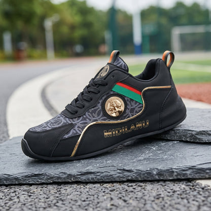 Men's Lightweight Casual Sneakers with Linear Design - All Season