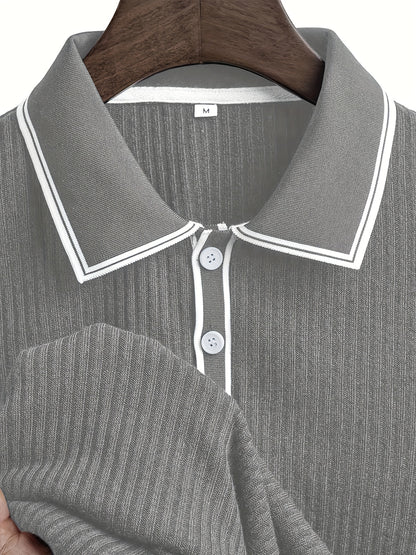 Men's Summer Casual Polo Shirt with Contrast Collar