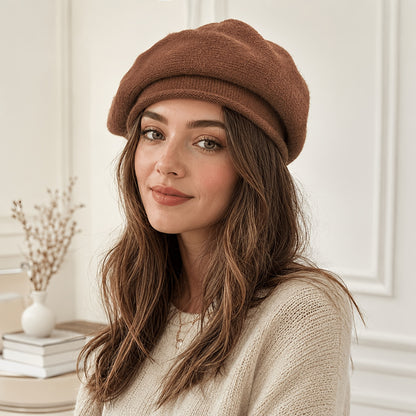 Womens Lightweight French Beret Hat Soft Elastic Knit Cap