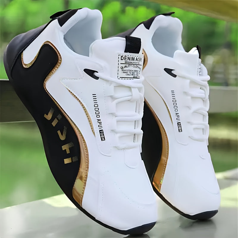Men's Casual Comfort Training Shoes, Low-Top Lace-Up Sneakers for Walking, Outdoor Activities, and Travel - PU Upper, Fabric Lining, PVC Sole