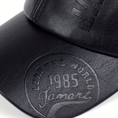 1pc Men's British PU Leather Baseball Cap Adjustable Breathable Casual Hat Spring/Summer/Autumn/Winter Hat Christmas Gift