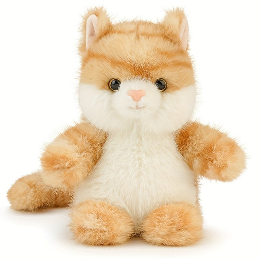 Realistic Plush Yellow Kitten Stuffed - Soft Cuddly with Fluffy Cat Body, Suitable for All Ages, Christmas & New Year Gift, Bedtime Companion for & s