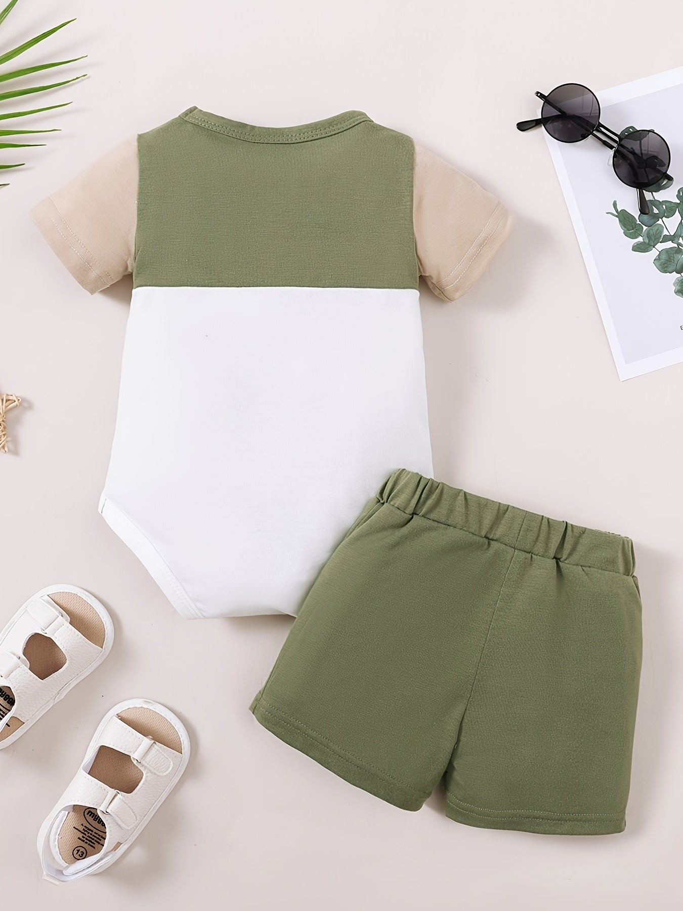 Baby Boy Summer Romper Set Casual Patchwork 2pcs Outfit