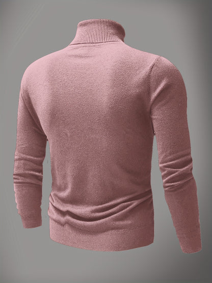Men's Slim Fit High-Neck Knitted Pullover Sweater for Fall/Winter