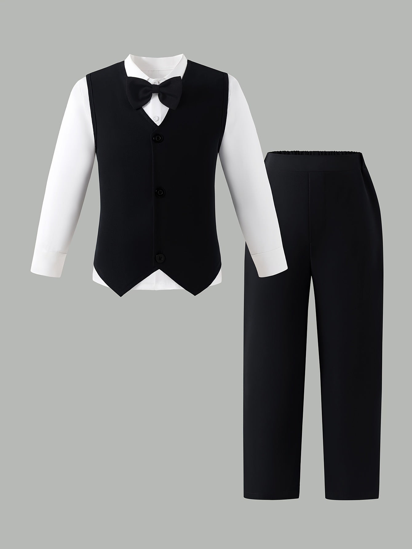 Boys' Slim Fit Formal Vest and Pants Set for Spring Summer