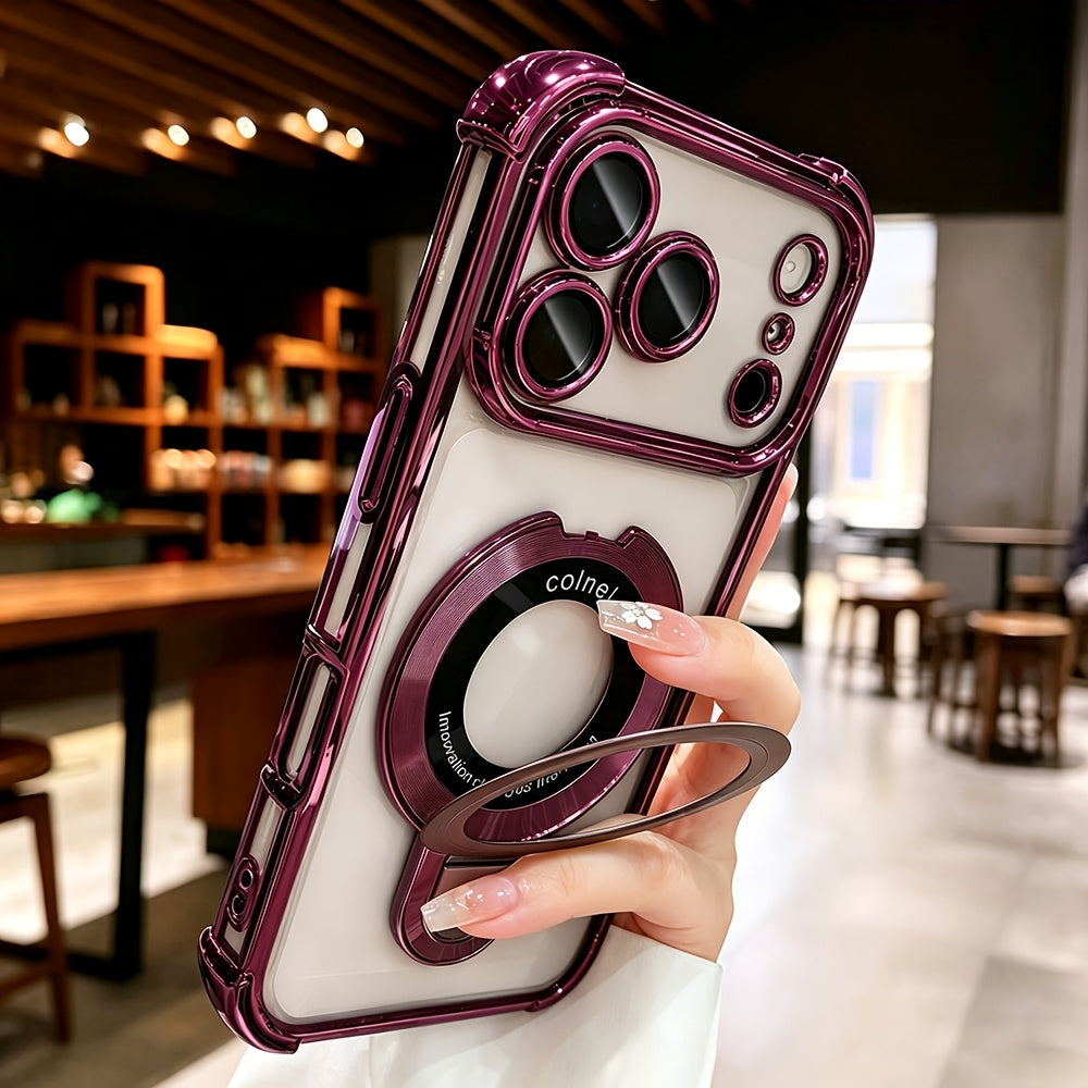 Ultra-Thin Transparent Magnetic Stand Phone Case for iPhone 11-18 Pro