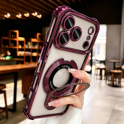 Ultra-Thin Transparent Magnetic Stand Phone Case for iPhone 11-18 Pro