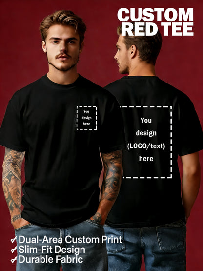 Men's Customizable Polyester T-Shirt with Crew Neck - Breathable Summe