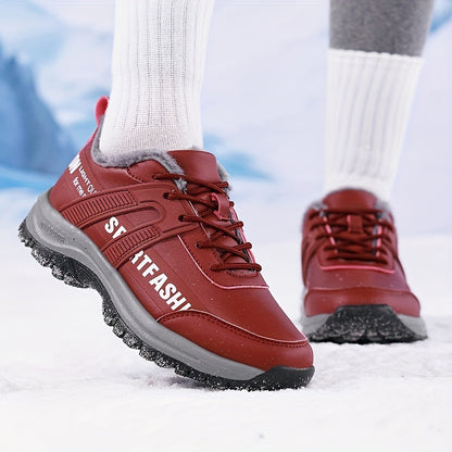 Men's Minimalist Style Winter Thickened Plush Lined Casual Sneakers, Lightweight and Comfortable with Wear- Soles