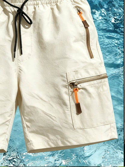 Men's Casual Loose-Fit Cargo Shorts with Elastic Drawstring Waist