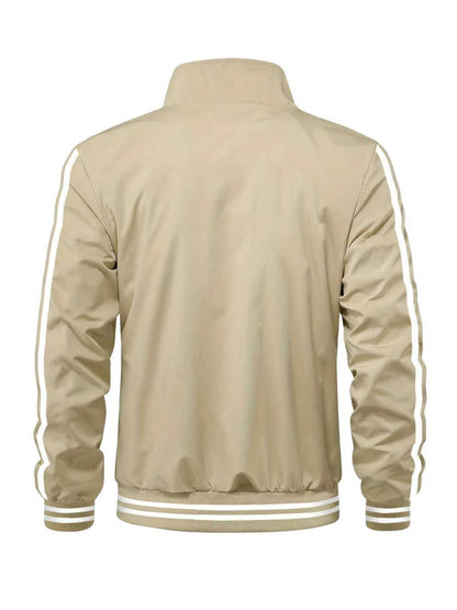 Men's Polyester Bomber Jacket with Sporty Zipper Design