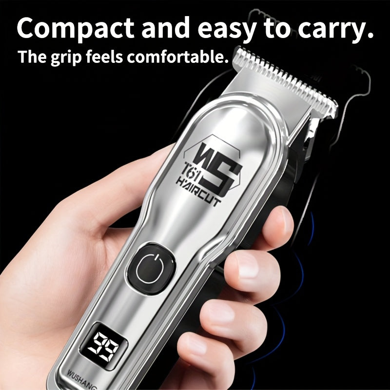 A Professional Men'S Electric Hair Clipper Set with an LED Display, an Electric Shaver, Four Guide Combs for Zero-Gap Cutting, a Small Brush, TYPE-C Charging, Perfect As a Gift for Men, Father'S Day Presents - ayq