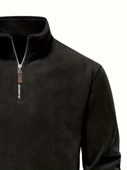 Men'S Heavyweight Full-Zip Hoodie - Thermal Winter Jacket with Zipper Closure, Stand Collar, Long Sleeve Cold Weather Coat for Skiing, Commuting - Thick Insulated Outerwear (Solid Color) - Easy-Care Zipper Front Closure, Wint