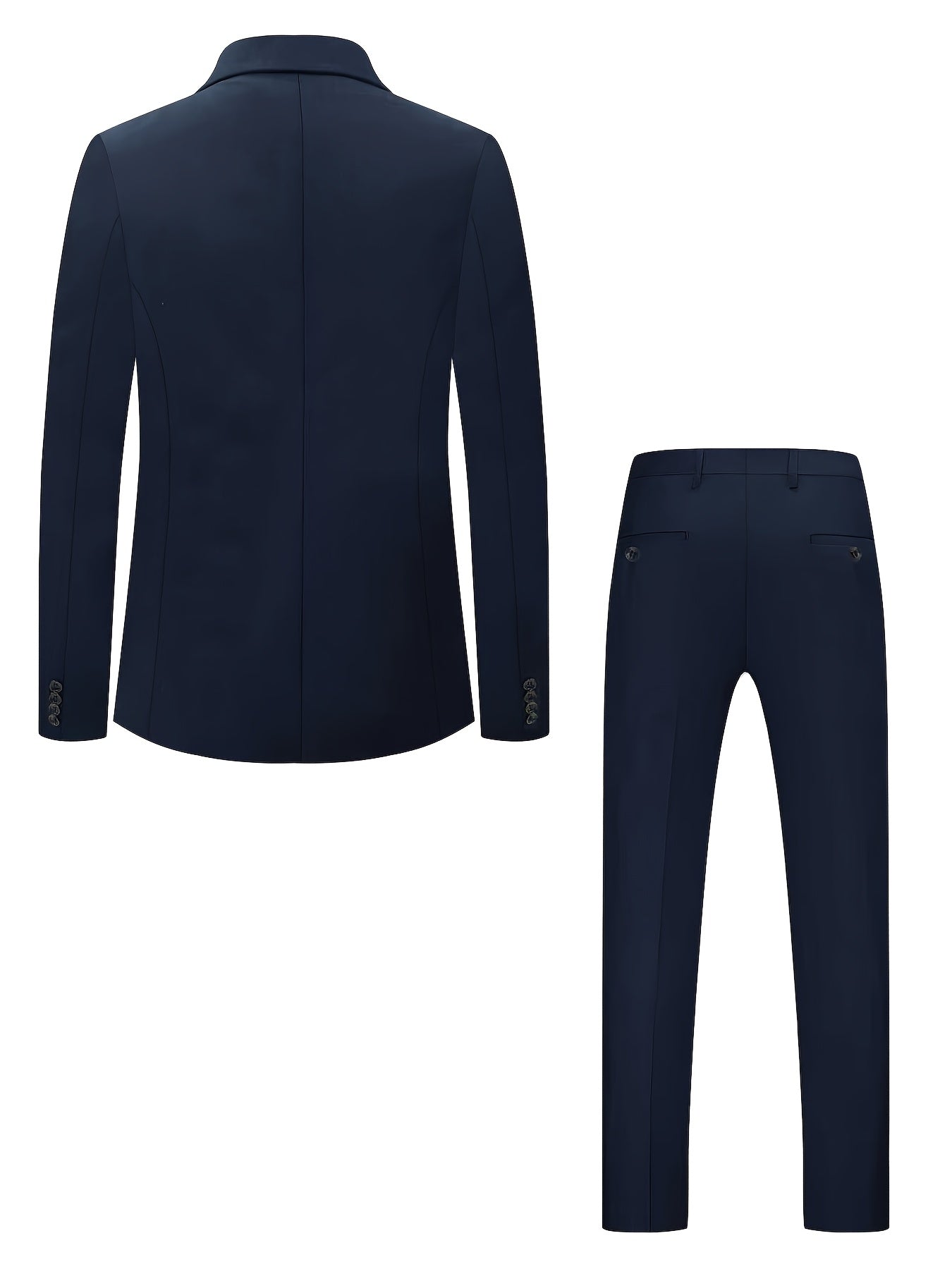 Men's Polyester Suit Set with Jacket & Trousers for Business Casual