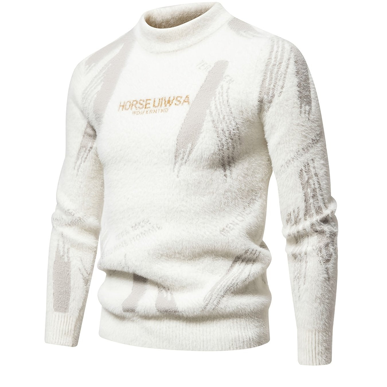 Տղամարդու առօրյա սվիտեր | Կրկնակի դեկոլտեով, միջին երկարության, այբուբենային ժակարդի նախշերով, իդեալական է աշուն/ձմեռ համար