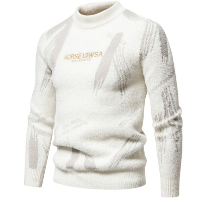 Տղամարդու առօրյա սվիտեր | Կրկնակի դեկոլտեով, միջին երկարության, այբուբենային ժակարդի նախշերով, իդեալական է աշուն/ձմեռ համար