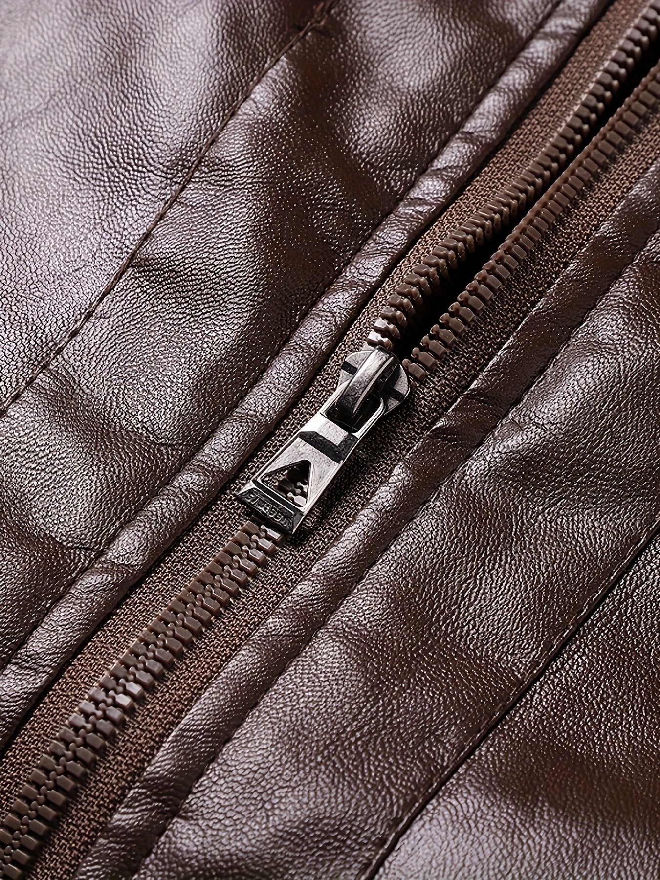 Men'S Faux Leather Jacket with Fleece Lining, a Warm Winter Coat Featuring a Stand Collar And Zip Closure, Stylish Casual Menswear, Available in Black/Brown Fashionable Motorcycle Jacket, Windproof And Warm, Perfect for Cold