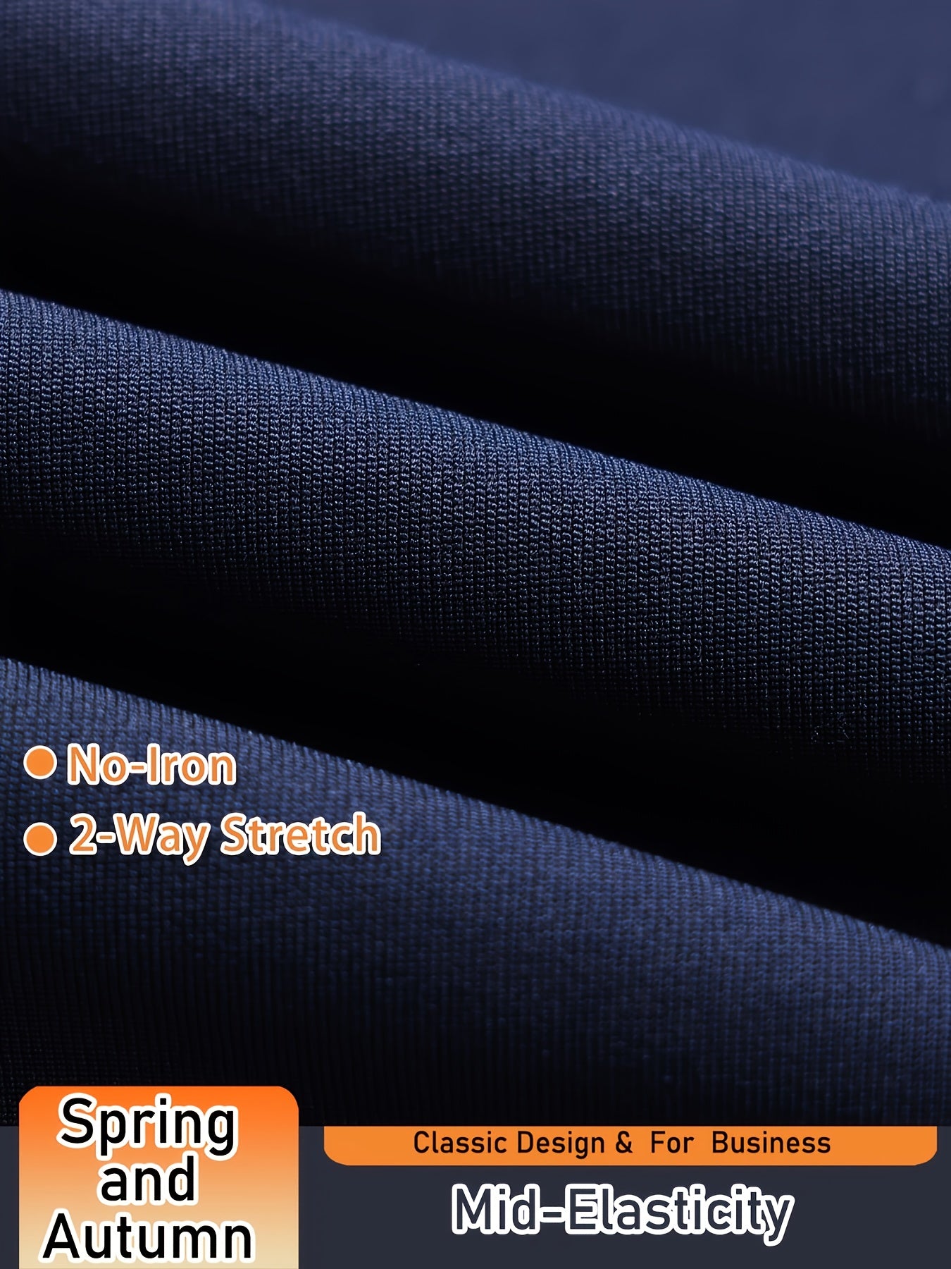 Men's Solid Color Dress Pants, Classic Design Slightly Stretch Formal Dress Pants For Business Occasions, Spring And Fall