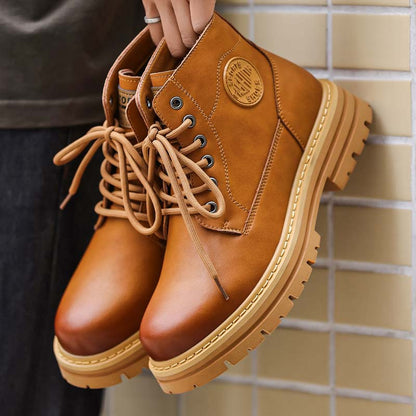 Men's Super Thin Retro Short Lace-Up Boots All-Season PU