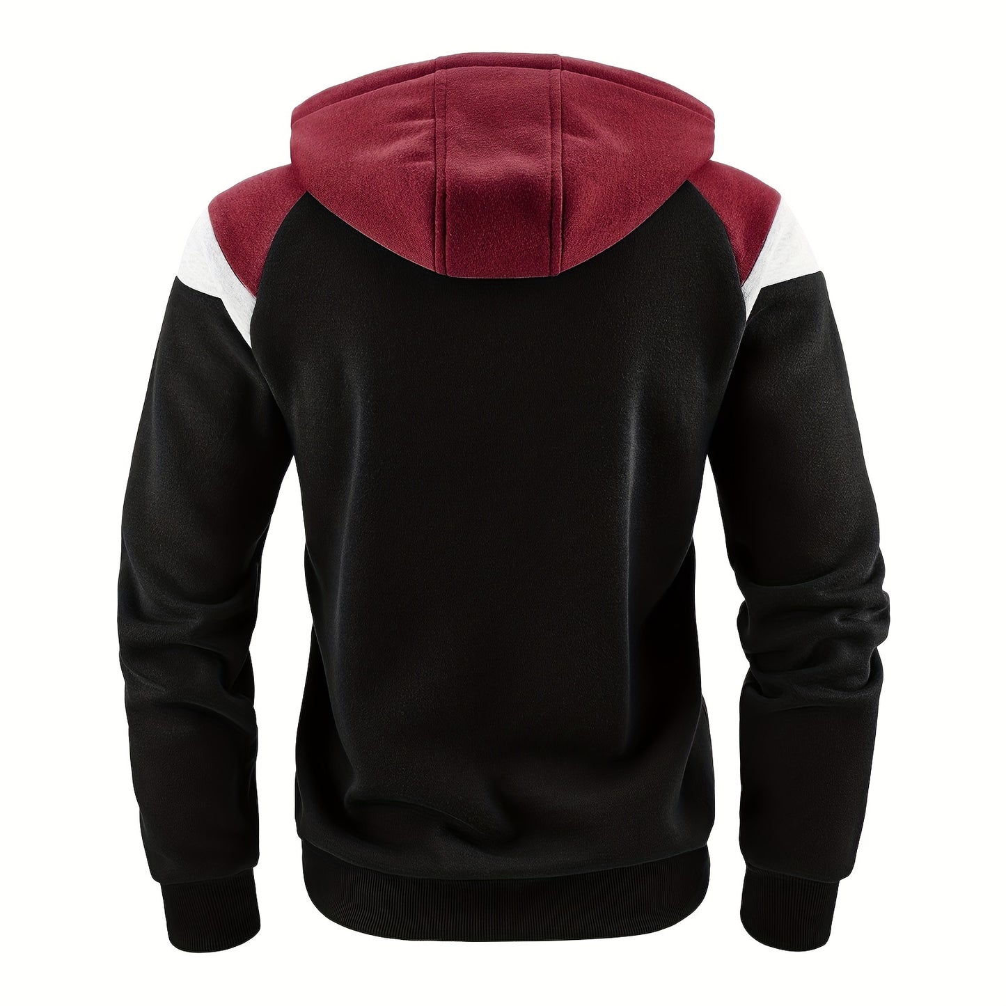 Men's Zip-Up Hoodie Jacket - Full-Zip Front Closure, Zipper Cardigan, Long Sleeve Pullover for Gym, Office, Everyday - Lightweight Warmth in Burgundy/Black/ Colors Available - Easy-Care Zippered Casual Outerwear, Hoodie Zip U