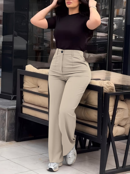 Women's Casual Slim-Fit Solid Color Long Pants