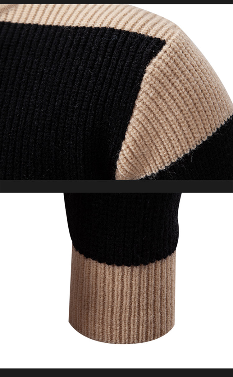 Men'S Color Block Crew Neck Sweater | Casual Style, Thick Acrylic Fabric, Regular Fit for Fall/Winter