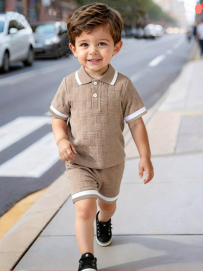 Baby Boy Summer Polo Collar Top & Pants Casual Set