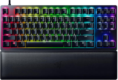 Razer Huntsman V2 Optical Gaming Keyboard: Linear Optical Switches - 8000Hz Polling Rate - Doubleshot PBT Keycaps - Dedicated Media Keys & Dial - Ergonomic Wrist Rest - Snap Tap