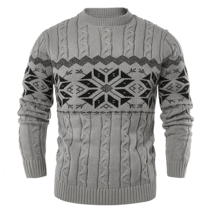 Men's Slim-Fit Cable Knit Sweater - Winter Warm Pullover with Geometric Corduroy Clasp (Adjustable Rope), Round Neck Long Sleeve Casual Sweating for Fall/Winter Layering - Hand Washable Knitwear for Smart-Casual Outfits (Not