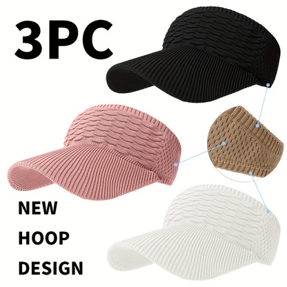 3-Pack Breathable Knit Beanies with Wave Pattern for All-Season Wear