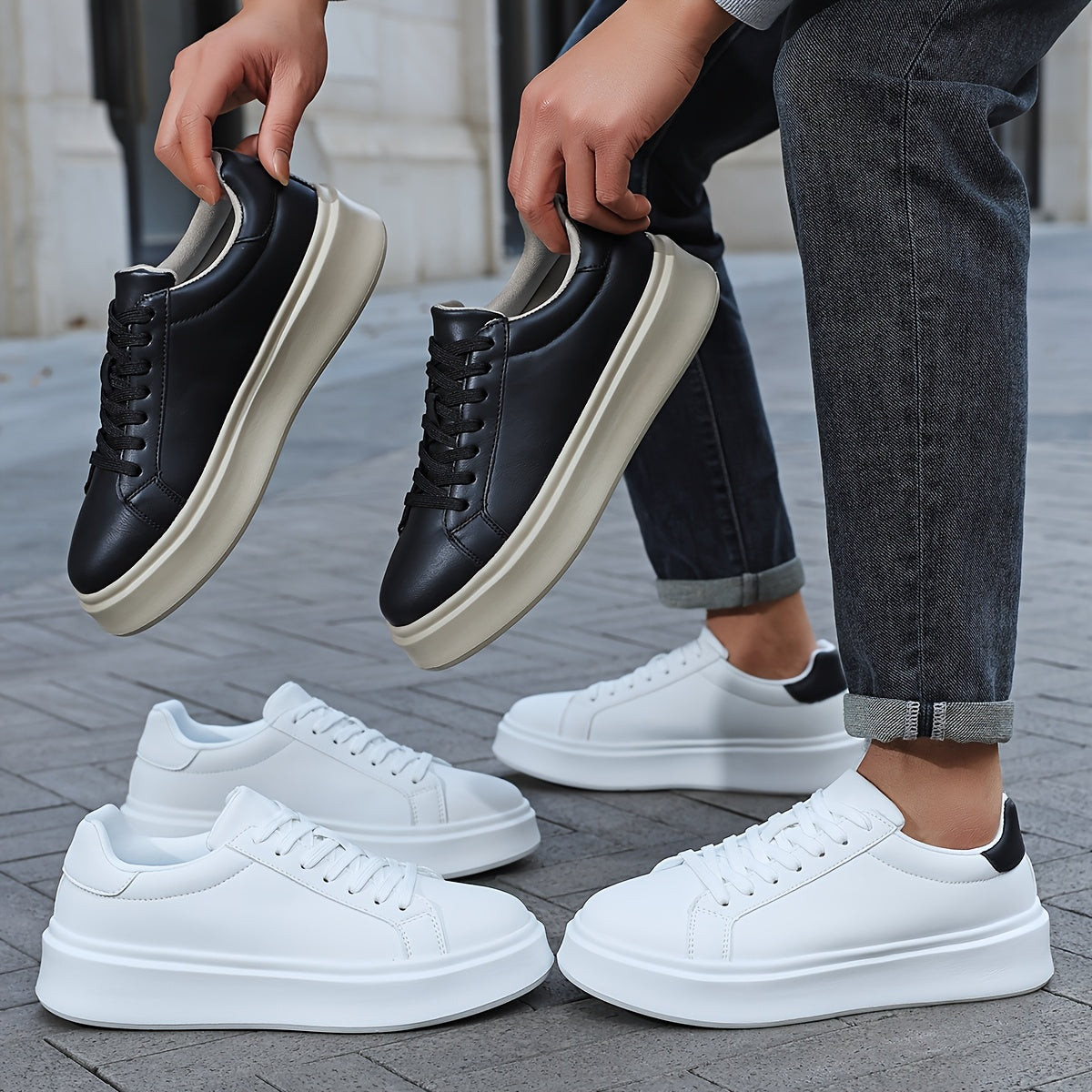 Men's Lightweight Low-Top Skate Shoes with EVA Sole