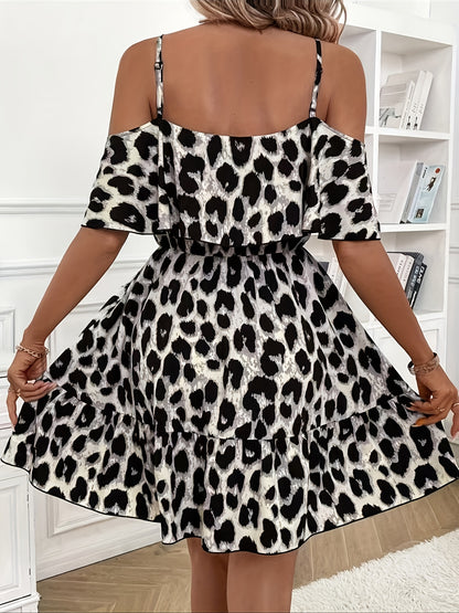 Women's Sexy Leopard Print Sleeveless Fit & Flare Dress