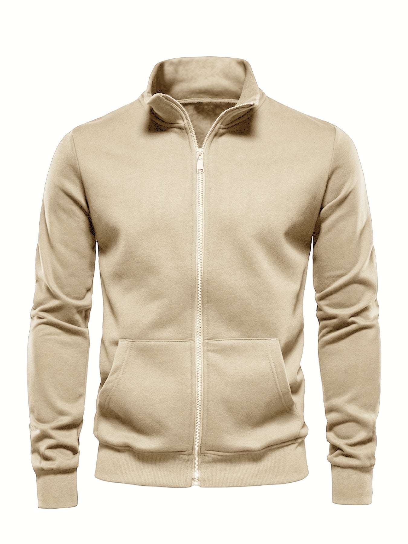 Men'S Lightweight Breathable Zip-Up Jacket - Casual Outdoor Windbreaker with Kangaroo Pocket, Soft Shell Design for Hiking, Fishing, Gym & Streetwear - Spring/Fall Layering Essential, Fishing Attire, Stylish Stand Collar, Dur