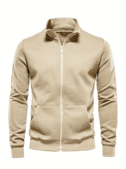 Men'S Lightweight Breathable Zip-Up Jacket - Casual Outdoor Windbreaker with Kangaroo Pocket, Soft Shell Design for Hiking, Fishing, Gym & Streetwear - Spring/Fall Layering Essential, Fishing Attire, Stylish Stand Collar, Dur