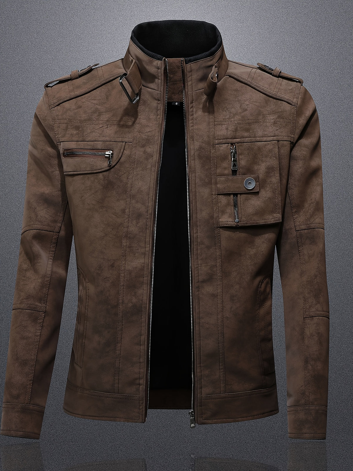 Men's Light Luxury PU Texture Casual Business Jacket