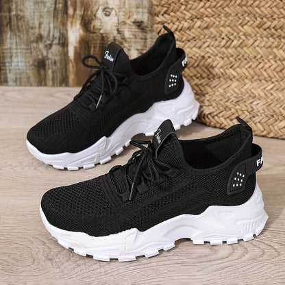 Women's Casual Lace-Up Sneakers - Lightweight All-Season Fabric Shoes