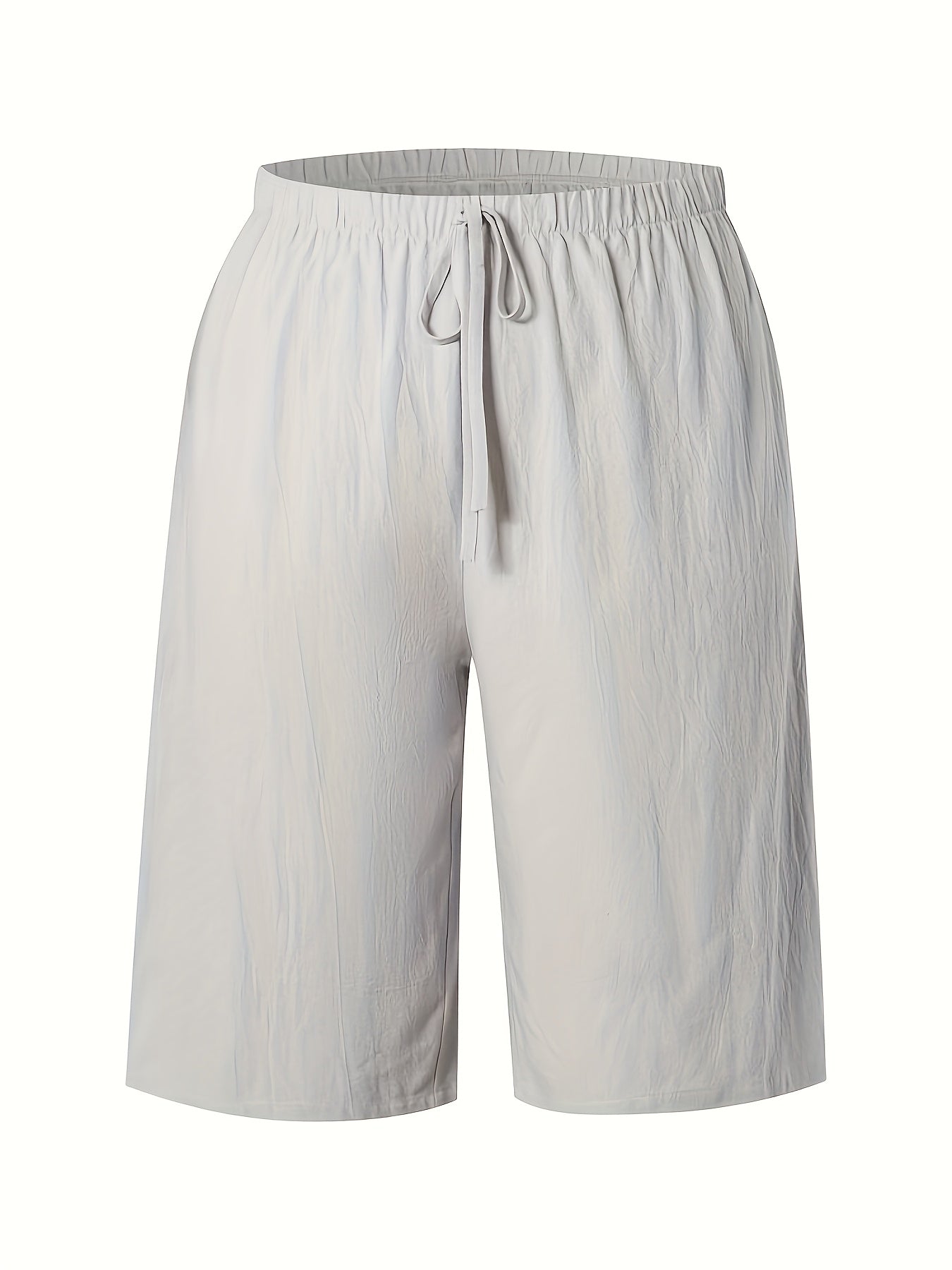 Women's Casual Solid Color Polyester Shorts with Faux Drawstring